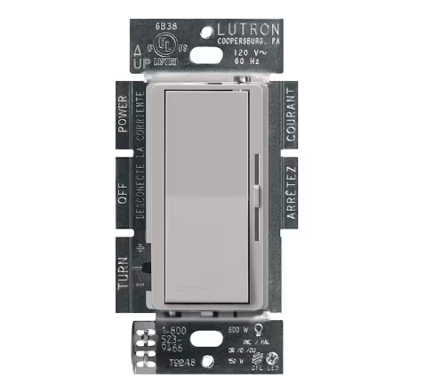 Diva Dimmer Switch for Incandescent and Halogen Bulbs, 1000-Watt/Single Pole or 3-Way, Gray (DV-103P-GR)