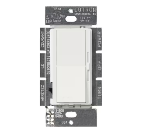 Diva Dimmer Switch for Incandescent and Halogen Bulbs, 1000-Watt/Single Pole, White (DV-10PH-WH) - 9380548