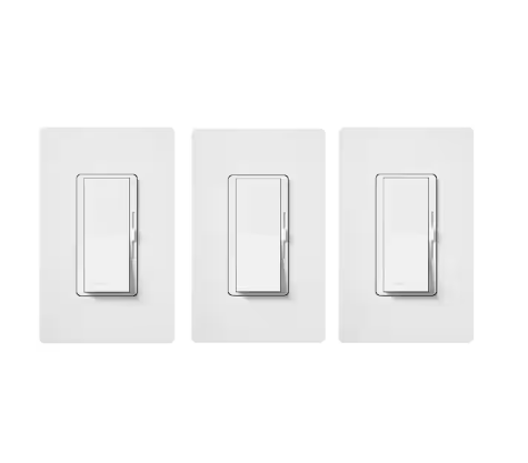 Diva LED+ Dimmer Switch w/Wallplate for Dimmable LED Bulbs, 150-Watt/Single-Pole or 3-Way, White (DVWCL-3PK-WH) (3-Pack)