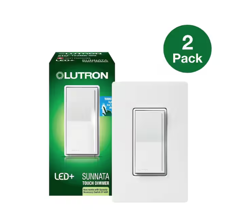 Sunnata Touch Dimmer Switch w/Wallplate, for LED Bulbs, 150W/3 Way or Multi Location, White (STCL-2PKMRW-WH) (2-Pack) - 91008649352
