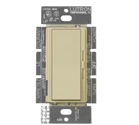 Diva Dimmer Switch for Electronic Low Voltage, 300-Watt/Single-Pole, Ivory (DVELV-300P-IV)