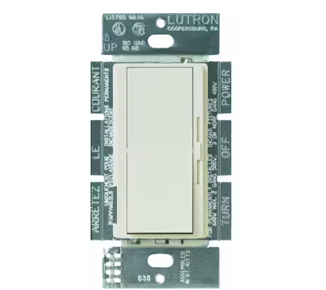 Diva Dimmer Switch for Electronic Low Voltage, 300-Watt/Single-Pole or 3-Way, Light Almond (DVELV-303P-LA)