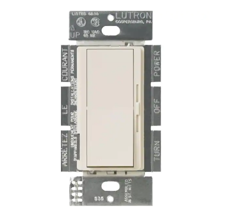 Diva Dimmer Switch for 0-10V LED/Fluourescent Fixtures, 8-Amp, Single-Pole or 3-Way, Light Almond (DVSTV-LA) - 91001399562