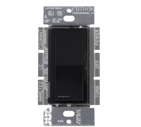 Diva Dimmer Switch for 0-10V LED/Fluourescent Fixtures, 8-Amp, Single-Pole or 3-Way, Black (DVSTV-BL) - 91001399558