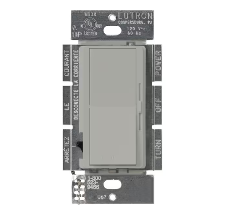 Diva Dimmer Switch for Incandescent and Halogen Bulbs, 1000-Watt/Single Pole, Gray (DV-10P-GR)