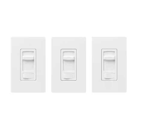 Skylark Contour LED+ Dimmer Switch w/Wallplate for LED Bulbs, 150W/Single-Pole/3-Way, White (CTCL-PR-3PK-WHW) (3-Pack)