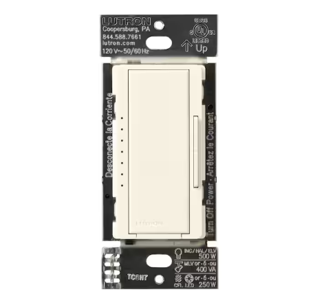 Maestro PRO LED+ Tap Dimmer Switch for 250W LED, 500W ELV, 400W MLV, Single Pole/Multi-Location, Biscuit (MA-PRO-BI) - 91011224817