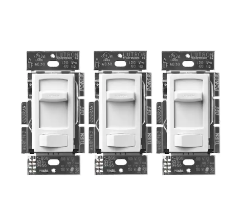 Skylark Contour LED+ Dimmer Switch for LED Bulbs, 150-Watt/Single-Pole or 3-Way, White (CTCL-153PR-3-WH) (3-Pack)
