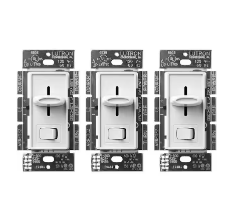 Skylark LED+ Dimmer Switch for Dimmable LED Bulbs, 150W LED/Single-Pole or 3-Way, White (SCL-153PR-3-WH) (3-Pack)