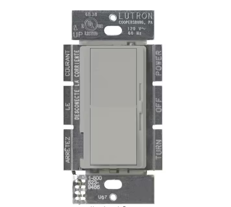 Diva Dimmer Switch for Magnetic Low Voltage, 450-Watt/Single-Pole or 3-Way, Gray (DVLV-603P-GR)