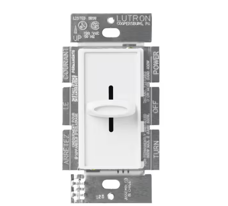 Skylark Dimmer Switch, Slide-to-Off, 1000-Watt Incandescent/Single-Pole, White (S-1000-WH)