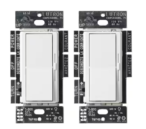 Diva LED+ Dimmer Switch for Dimmable LED and Incandescent Bulbs, 150-Watt/Single-Pole or 3-Way, White (DVCL-2PKR-WH) - 91003957558