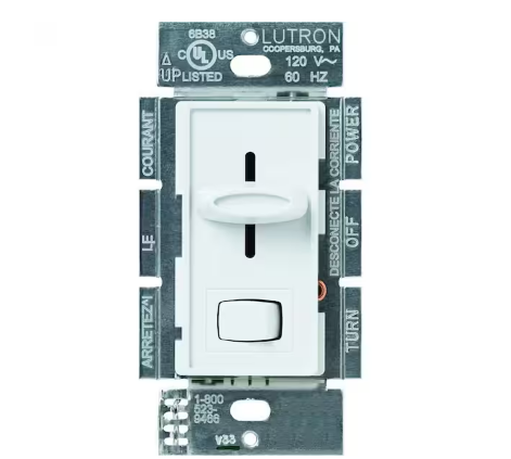 Skylark Dimmer Switch, with Preset, 1000-Watt Incandescent/Single Pole, White (S-10P-WH)