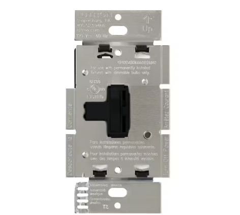 Toggler Dimmer Switch for Incandescent and Halogen Bulbs, 1000,Watt, Single,Pole, Black (AY-10P-BL)