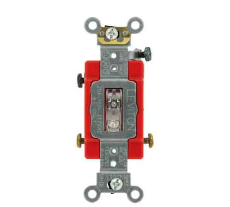 20 Amp Industrial Grade Heavy Duty 3-Way Lighted Handle Toggle Switch, Clear