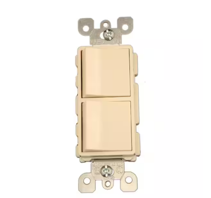 15 Amp Decora Commercial Grade Combination Two 3-Way Rocker Switches, Light Almond