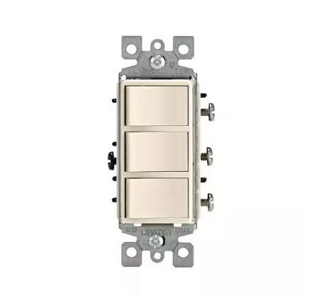 Decora 15 Amp Triple-Rocker Combination Switch, Light Almond - 9128120