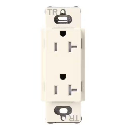 Claro 20-Amp Tamper-Resistant Duplex Receptacle, Biscuit (SCRS-20-TR-BI) - 91006405502
