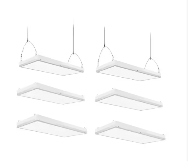 2 ft. 500-Watt Equivalent Integrated LED White High Bay Light, 5000K Industrial Workshop Linear Hanging Light (6-Pack) - 91012027337