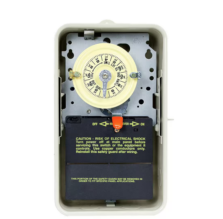 T100 Series 40 Amp 24-Hour Outdoor Mechanical Time Switch with Steel Enclosure, Gray - 91001264320