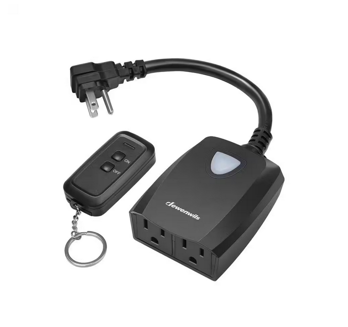Indoor Outdoor Wireless Remote Control Outlet Power Strip Weatherproof, 7 in. Extension Cord, 100 ft. Range - 91011964527