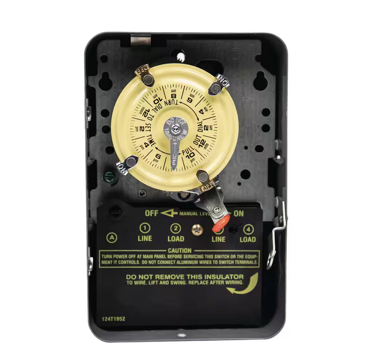 40 Amp 60-Minute Indoor Wall Mounted Mechanical Water Heater Timer, Steel, Gray - 91004087605