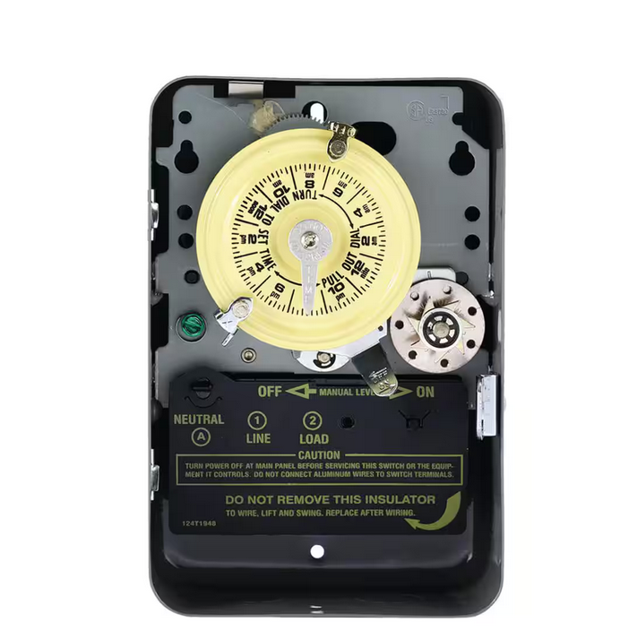 T170 Series 40 Amp 24-Hour Mechanical Time Switch with Skipper and Indoor Enclosure - Gray - 91001264327