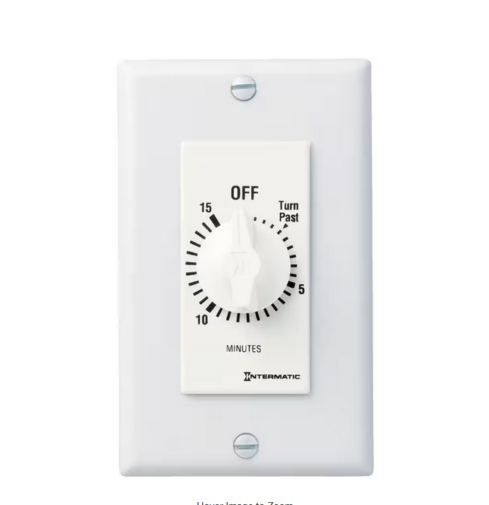 20 Amp 15-Minute Spring Wound In-Wall Timer - White - 91000632787