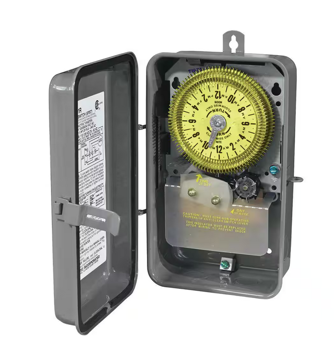 T1970 Series 20 Amp 24-Hour Mechanical Time Switch with Skipper and Steel Outdoor Enclosure - Gray - 91001264344