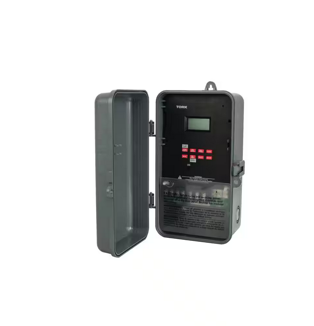 20 Amp 120-Volt to 277-Volt Astronomic Indoor/Outdoor 7-Day Digital Timer with Holiday 2-Channel, Grey