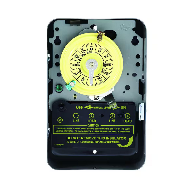 T100 Series 40 Amp 24-Hour Indoor Wall Mount Mechanical Timer with Steel Enclosure, Gray - 91001264321