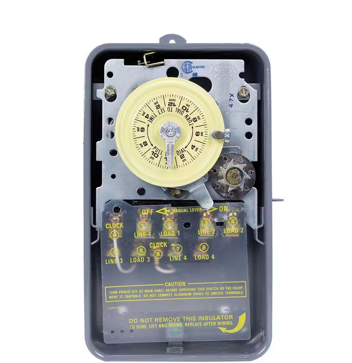 T1400 Series 40 Amp 24-Hour Mechanical Time Switch with Skipper and Outdoor Enclosure - Gray - 91001264326