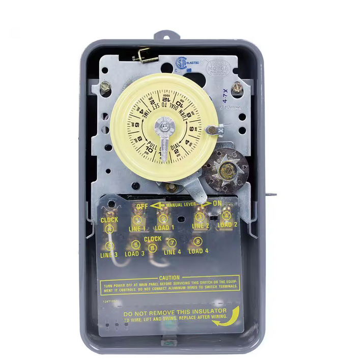 T1400 Series 40 Amp 24-Hour Mechanical Time Switch with Skipper and Outdoor Enclosure - Gray - 91001264325