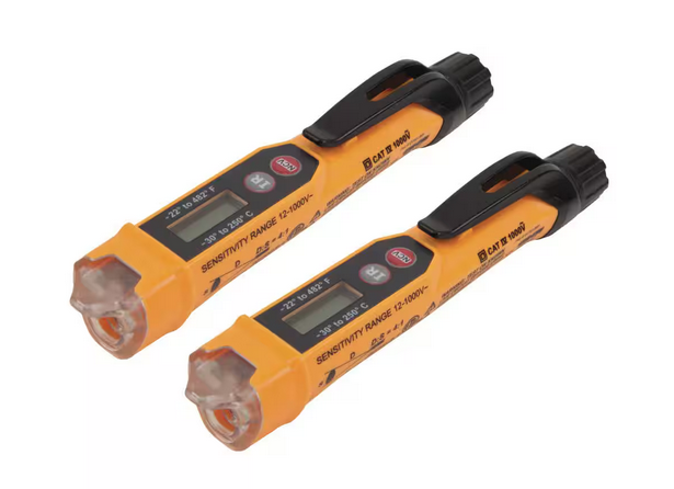 12V to 1000V Non-Contact Voltage Tester Pen with Infrared Thermometer (2-Pack) - 91009474483