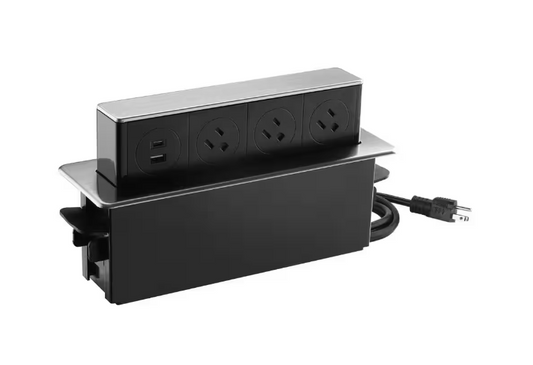 3-Outlets Space Saver Pop Up Socket, Receptacle Power Cover Box with USB, Type-C Fast Charge, Splash Resistant - 91007512290
