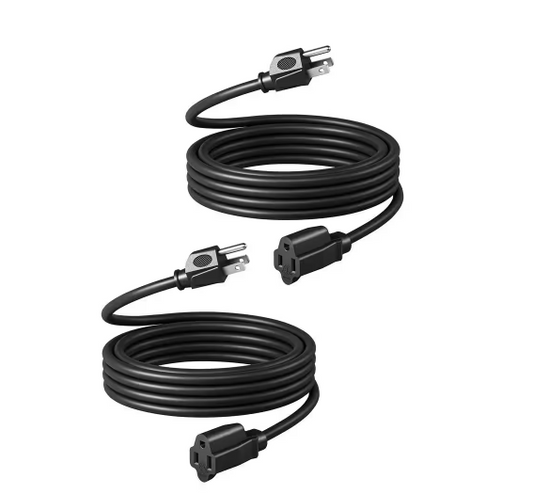 15 ft. 14/3 SJTW Indoor/Outdoor Extension Cord with 3 Prong, Black (2-Pack ) - 91011953295