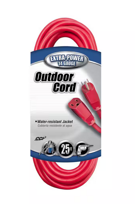 25 ft. 14/3 SJTW Red Outdoor Medium-Duty Extension Cord - 9277533