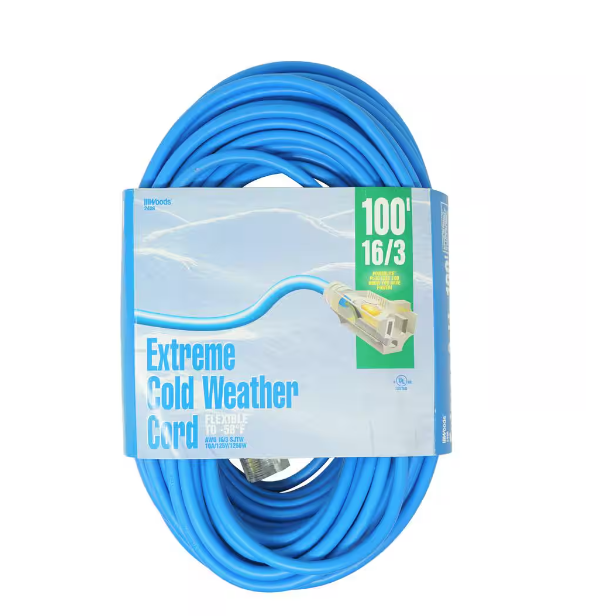 100 ft. 16/3 SJTW Cold Weather Outdoor Light-Duty Extension Cord - 91004350840