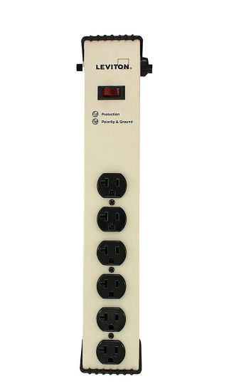 20 Amp Heavy Duty Surge Protected 6-Outlet Power Strip, On/Off Switch, 6 Foot Cord, Beige