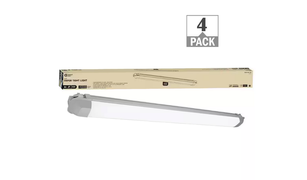 4 ft. Vapor Tight Integrated LED Gray Wraparound Light 120-277v 4500 Lumens Adjust Color Temperatures (4-Pack) - 91009542148