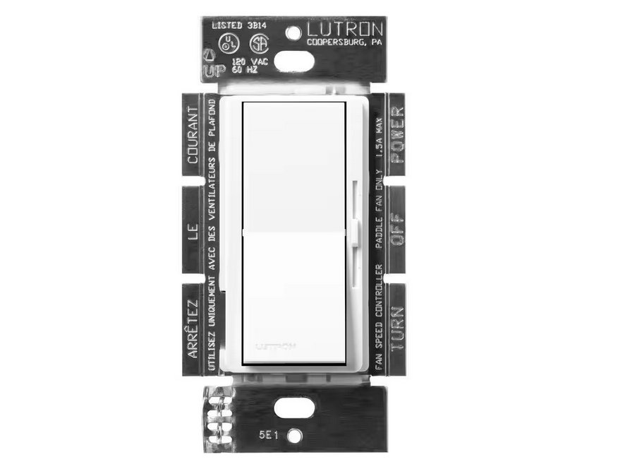 Diva 3-Speed Fan Control, Single-Pole/3-Way, 1.5 Amp, Brilliant White (DVSCFSQ-F-BW) - 91009420952