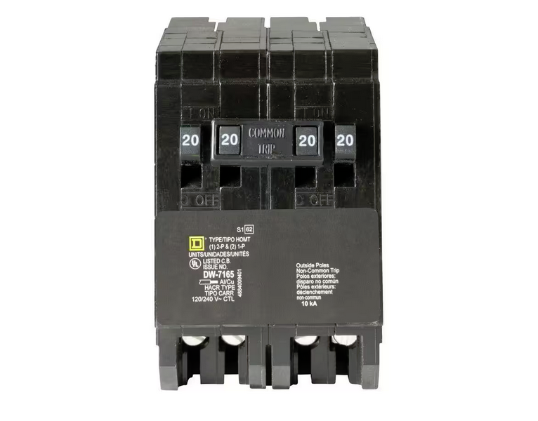 Homeline 2-20 Amp Single-Pole 1-20 Amp 2-Pole Quad Tandem Circuit Breaker - 9568767