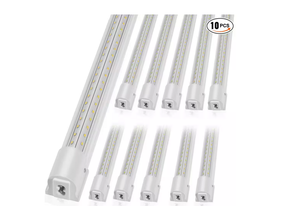 LED Ceiling Light 8 ft. 80-Watt Equivalent Integrated LED Light 11000LM with ON/OFF Switch for Garage Home 10-Pack White - 91011140594