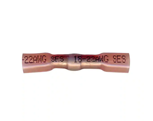 22-18 AWG Heat Shrink Butt Splice Terminal, Red 6/Pkg (Case of 5)