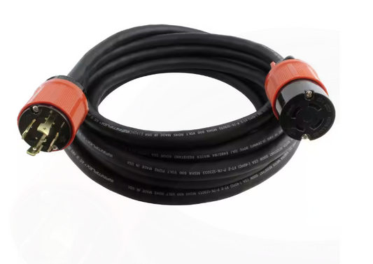 100 ft. SOOW 10/4 NEMA L15-30 30 Amp 3-Phase 250-Volt Industrial Rubber Extension Cord - 91008300783