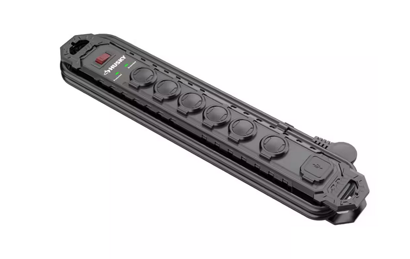 8 ft. 14/3 Heavy Duty 6-Outlet 2100 Joule Surge Protector, Black - 91010591598