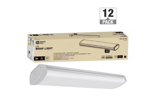 2 ft. 32-Watt Equivalent 1800 Lumens White Integrated LED Shop Light Garage Light Workshop 4000K Bright White (12-Pack) - 91010655579