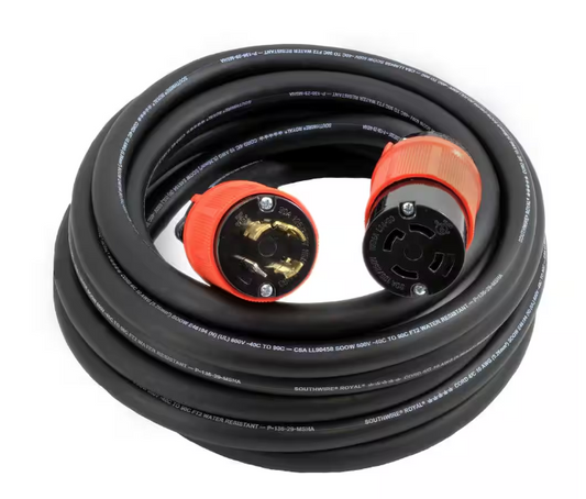 75 ft. 10/4 SOOW NEMA L14-30 125-Volt/250-Volt 30 Amp Generator Rubber Extension Cord - 91008744048