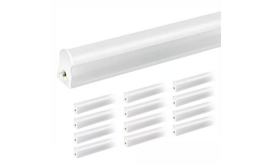 4 ft. 18-Watt LED T5 Shop Light 5000K Daylight, 2200-Lumens, ETL Listed, White Ofiice/Shop Light (12-Pack) - 91011848732