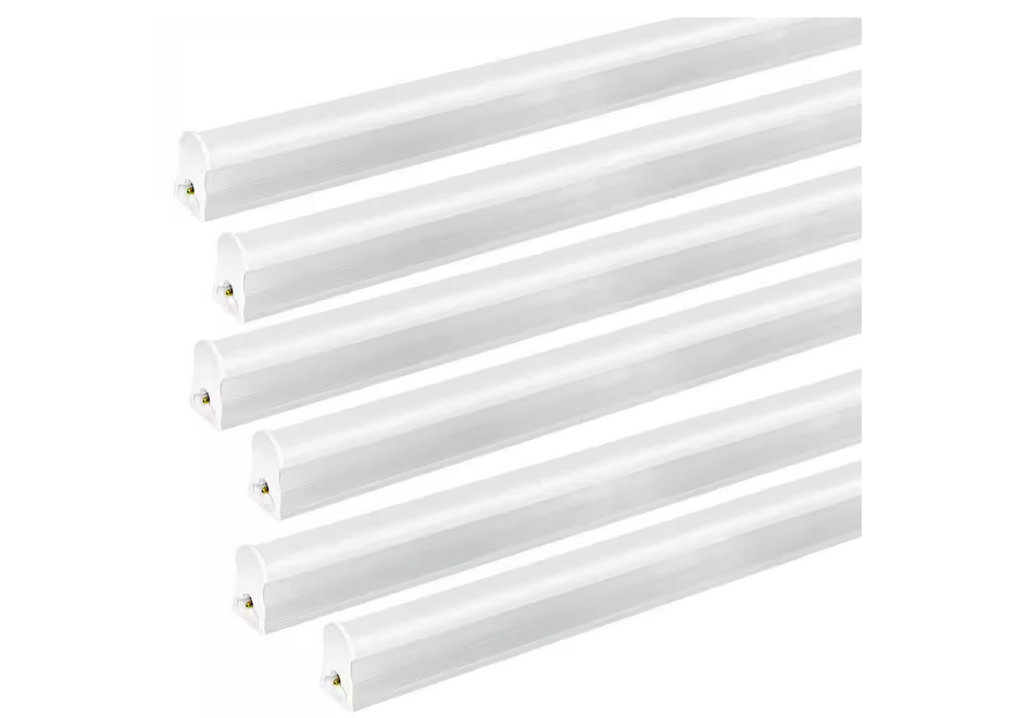 4 ft. 80-Watt Equivalent LED T5 5000K Daylight ETL Listed, Linkable, 2200-Lumens, LED White Shop Light (6-Pack) - 91011848734